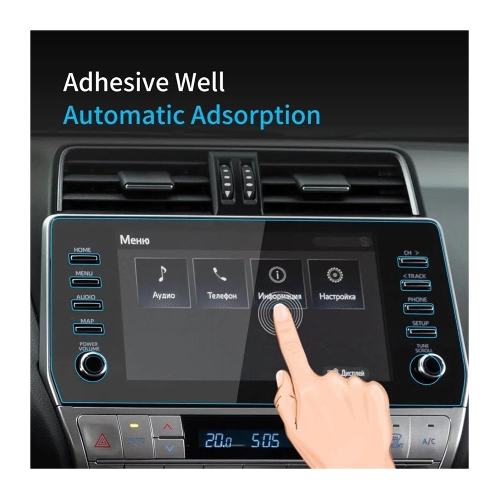 PelículaProtección Vidrio Templado Protector De Pantalla Cristal Templado Para Consola Central Y Salpicadero Coche 2022 Para Toyota Para LAND Para CURISER PRADO(17-18 PRADO Blue)