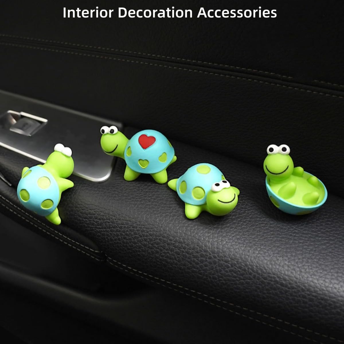 TIESOME 4 Piece Mini Turtle Car Dashboard Decor - Cute Resin Tortoise Figurines For Car & Home