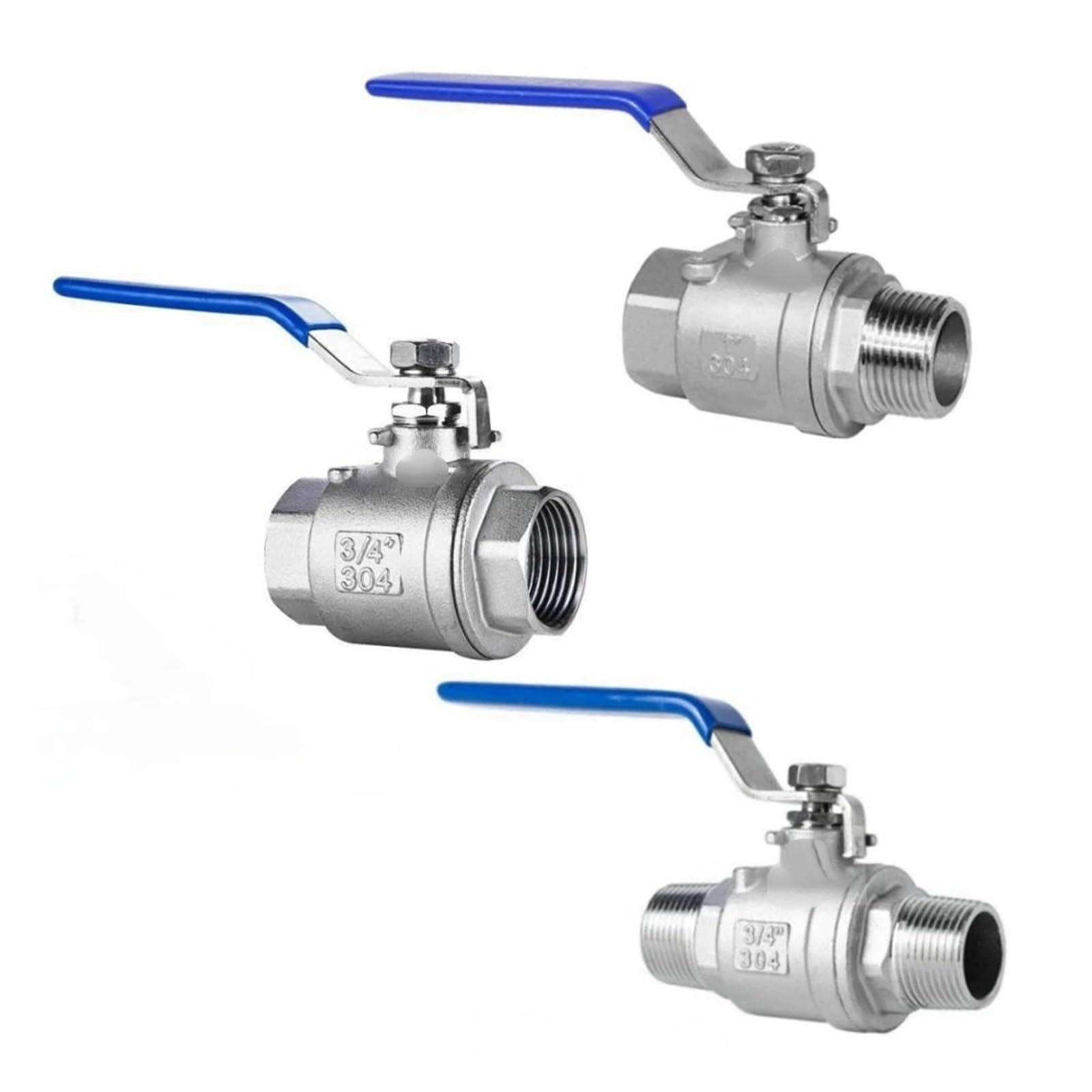 Vanne à bille 1/4 pouce femelle mâle en acier inoxydable SS304 à passage intégral