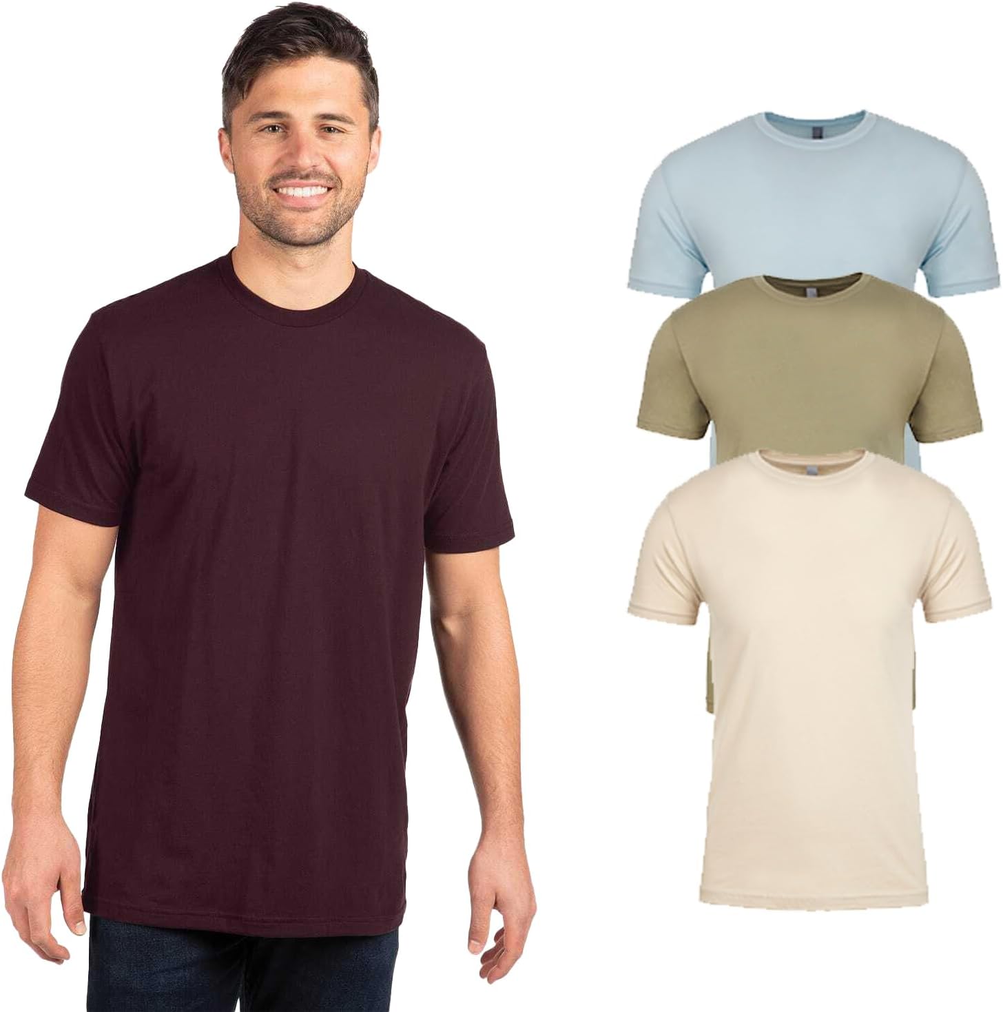 Next Level Apparel Unisex Cotton T-Shirt Short Sleeve Tee, Set of 3, S Multicolor