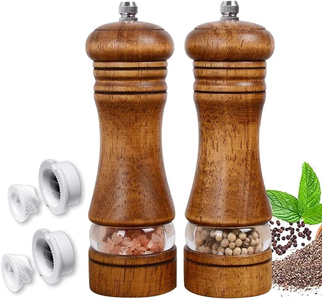 Ensemble De 2 Moulins à Sel Et Poivre En Bois Avec Plateau - Neuf, Fait Main