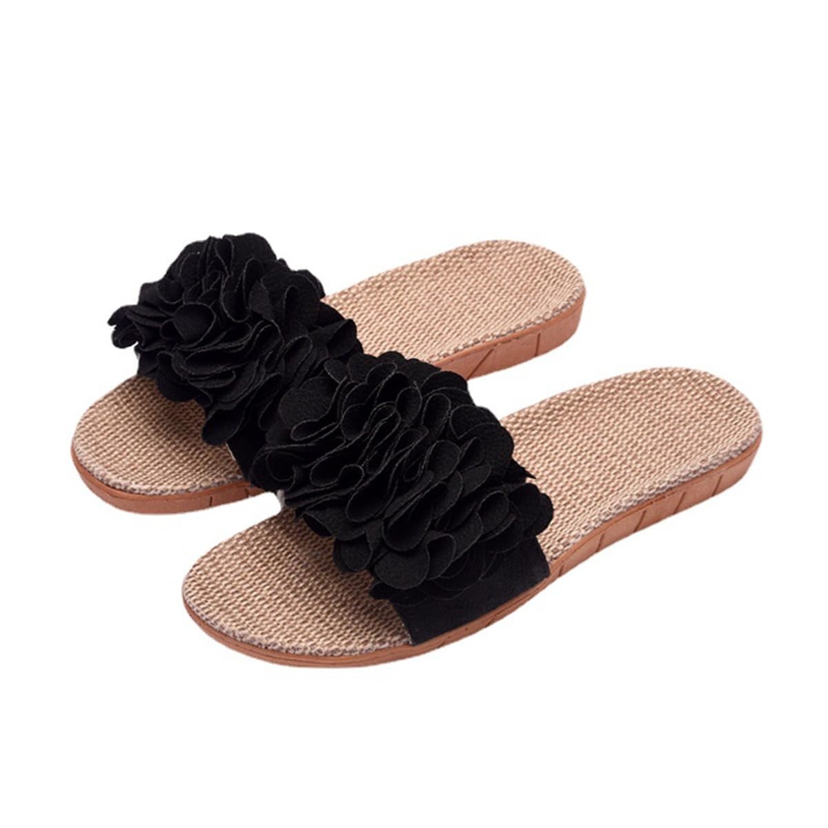 pantofole di lino estate nuovo fiocco colore solido spiaggia coppia open-toe casa pantofole