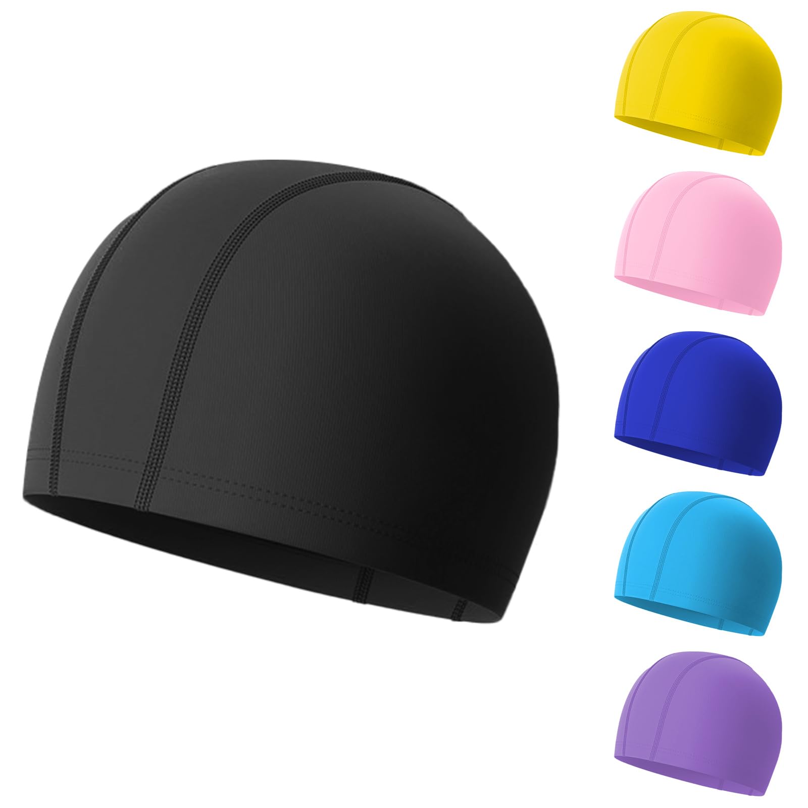 Nepfaivy Fabric Kids Swimming Cap - High Elastic and Durable Swimming Hat Kids, Comfortable Lightweight Boys and Girls Swimming Cap, Soft Breathable Swim Cap for Children Aged 4-10 (Black)