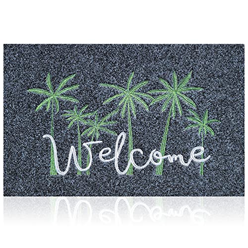 JJUYOU Outdoor Welcome Mat - Palm Trees Design, Durable Non-Slip Rubber Backing for Front Door...