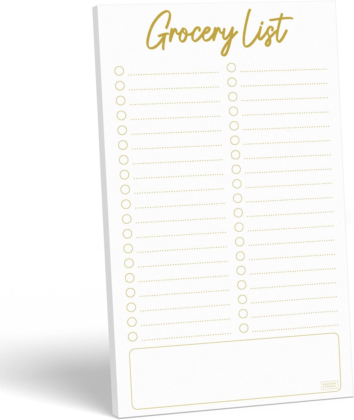 S&O Grocery List Notepad for Organization Gold Note Pad for Fridge