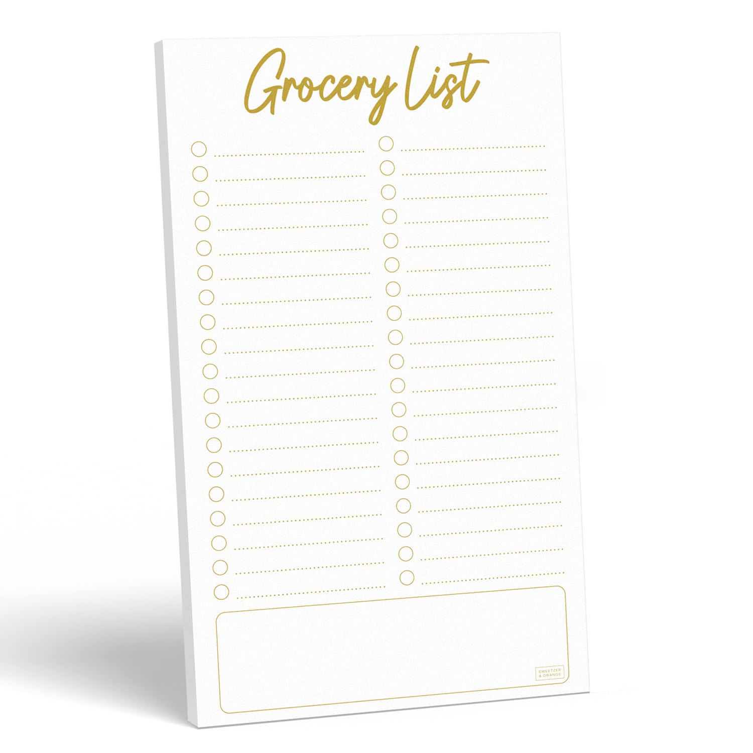 S&O Grocery List Pad - Magnetic Shopping List Pad for Fridge, Gold Magnetic Notepad for Fridge - Strong Magnet, Tear-Off Sheets, Ideal for Grocery & Shopping Lists - 4.5x7.5”, 50 Pages - 1 Pack