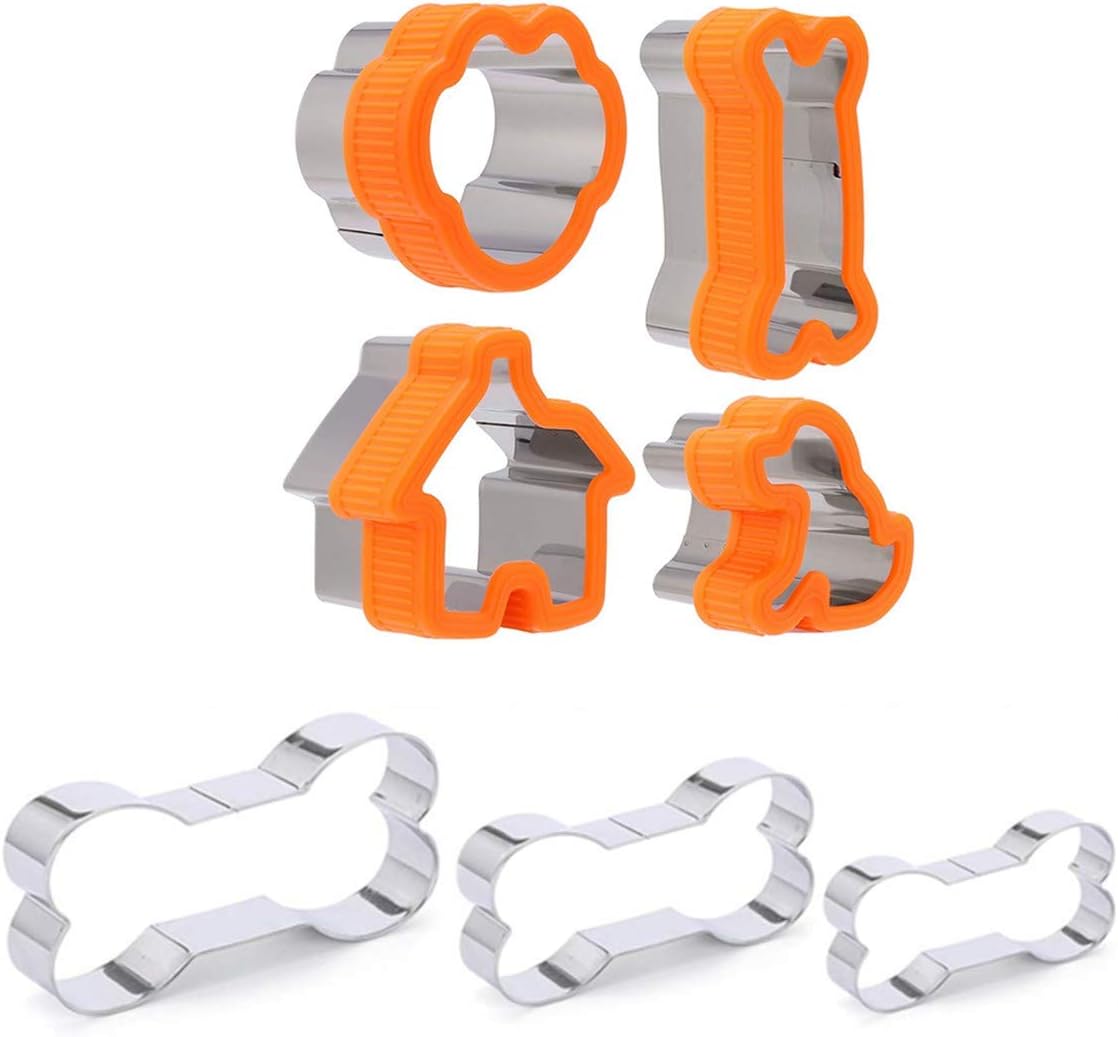 Dog Bone Biscuit Cutting Module -Includes Dog Bone,Paw Print,Puppy,Dog House and 3 Dog Bone+3 Dog Paw Stainless Steel Biscuit Cutting Mould for Children (10 PCS)