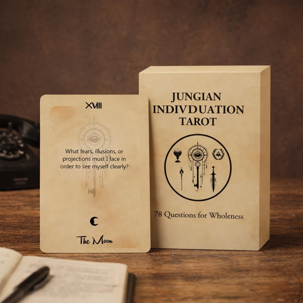 Jungian Individuation Tarot Deck - 78 Archetype Question Cards for Shadow Work, Self-Inquiry & Inner Integration - Includes Guidebook and Premium Storage Box