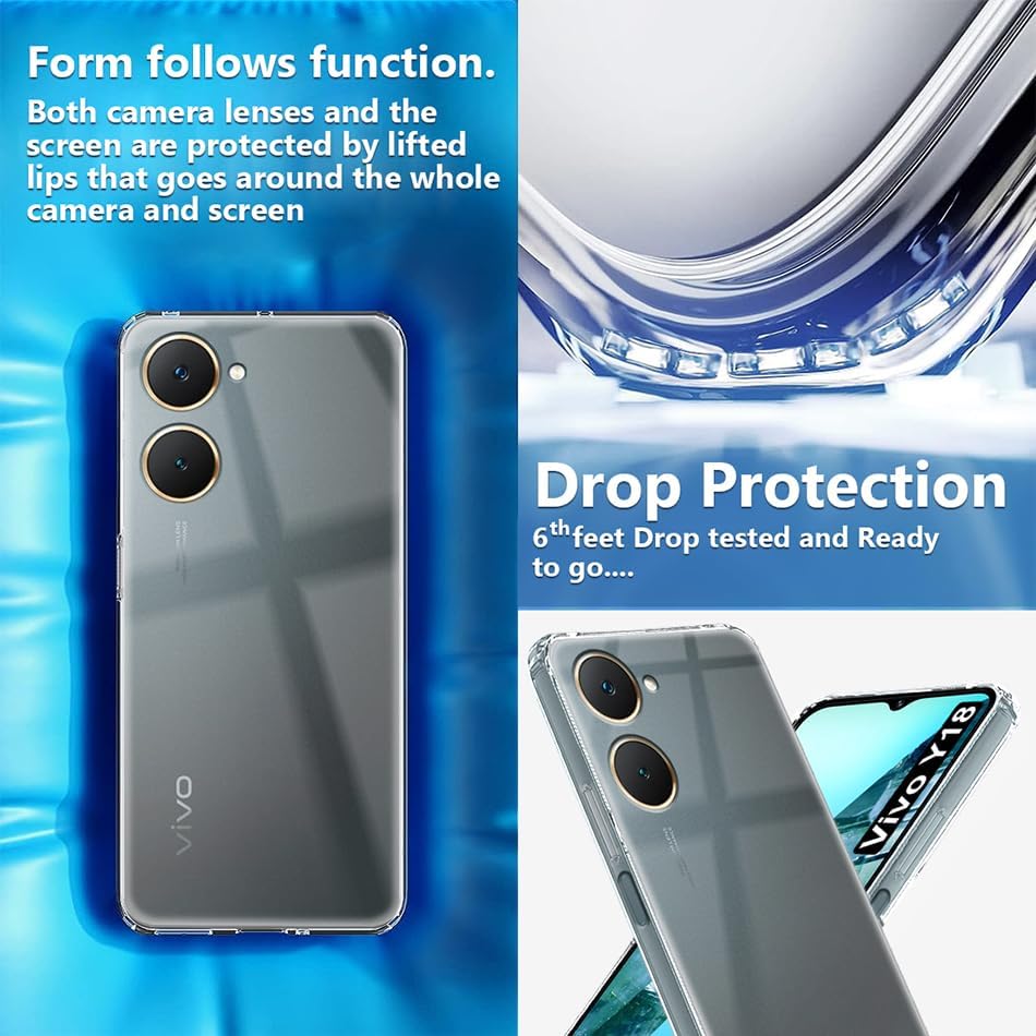 Image of COVERBLACK Soft Rubber Back Cover Compatible Model for Vivo V2332 / Y03 / Y18 / Y18e - Transparent