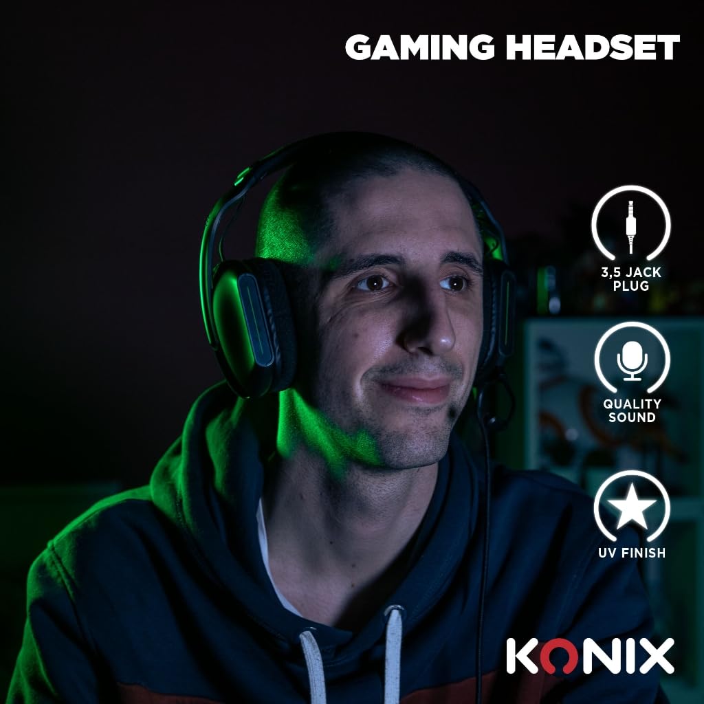 Konix Cuffie da gioco con cavo Skylite ultraleggere 218 g per Xbox One e Series X|S - Altoparlanti da 40 mm - Microfono - Cavo da 1,5 m - Jack da 3,5 mm - Nero