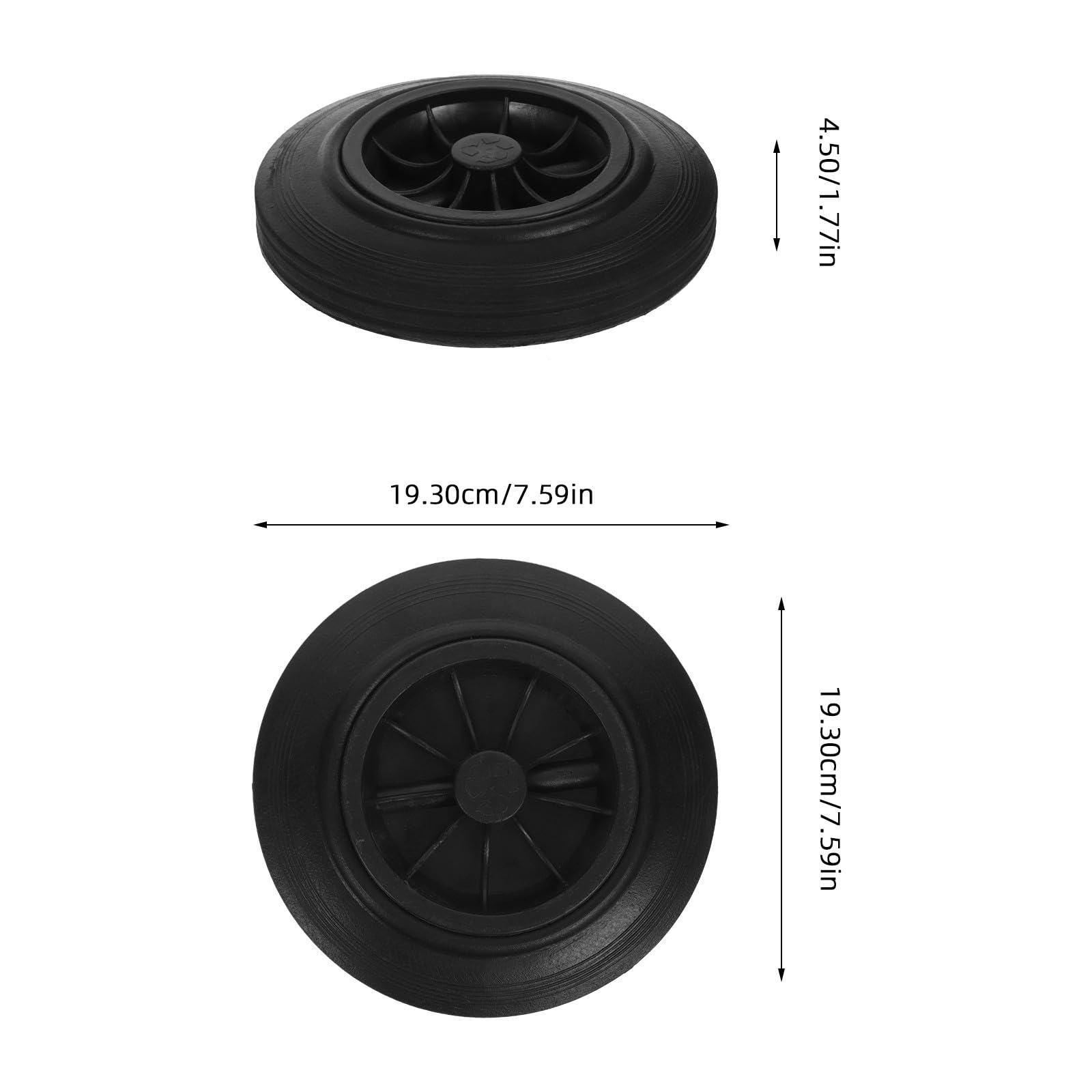 YARNOW 2 Ruedas de Repuesto de Goma Flexible para Cubo de Basura de 240l, Mejora la Eficiencia de Limpieza Plástico Resistente para Contenedores de Saneamiento