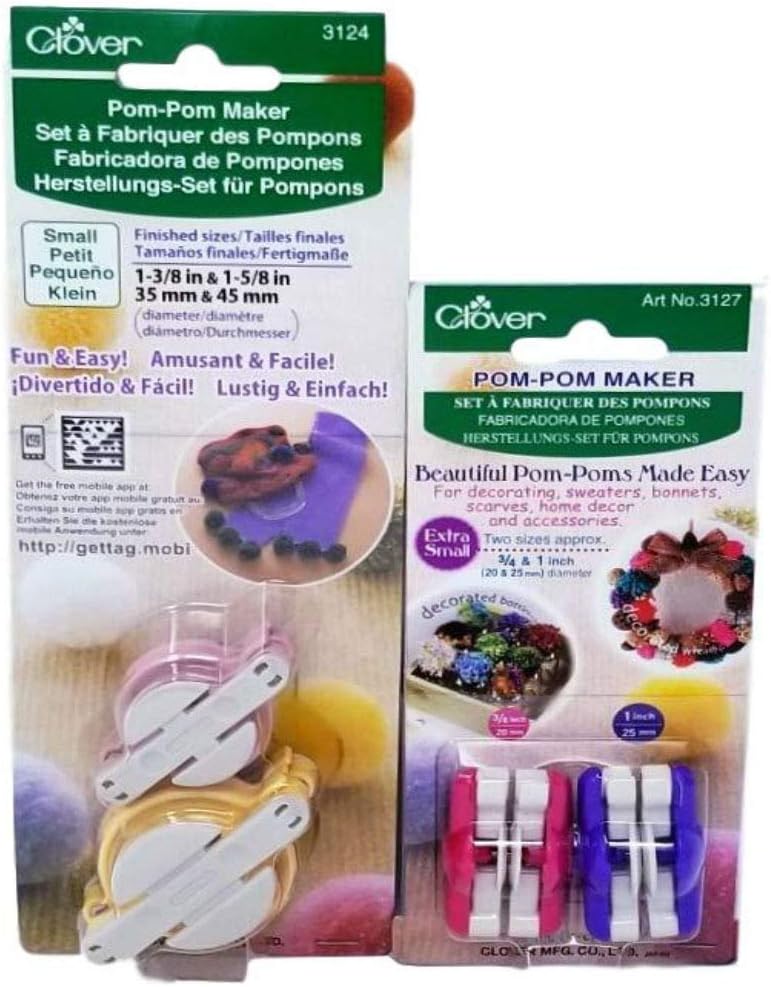 Clover Pom Pom Maker Set ~Includes 4 Different Sizes! (Extra Small and Small Sizes)