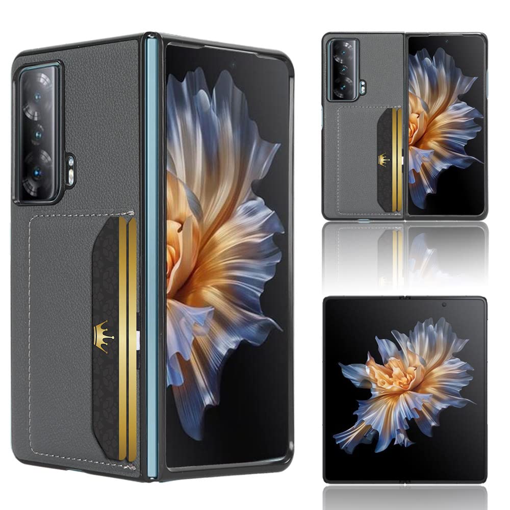 COQUE Suitable for Honor Magic V phone case, Honor Magic V lychee pattern card slot phone case(Gray)