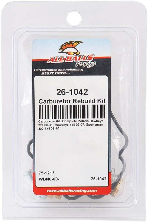 All Balls 26-1042 Carburetor Repair Kit (26-1042 Polaris Hawkeye 2x4/4x4 Sportsman 300 4x4 2006-2011)