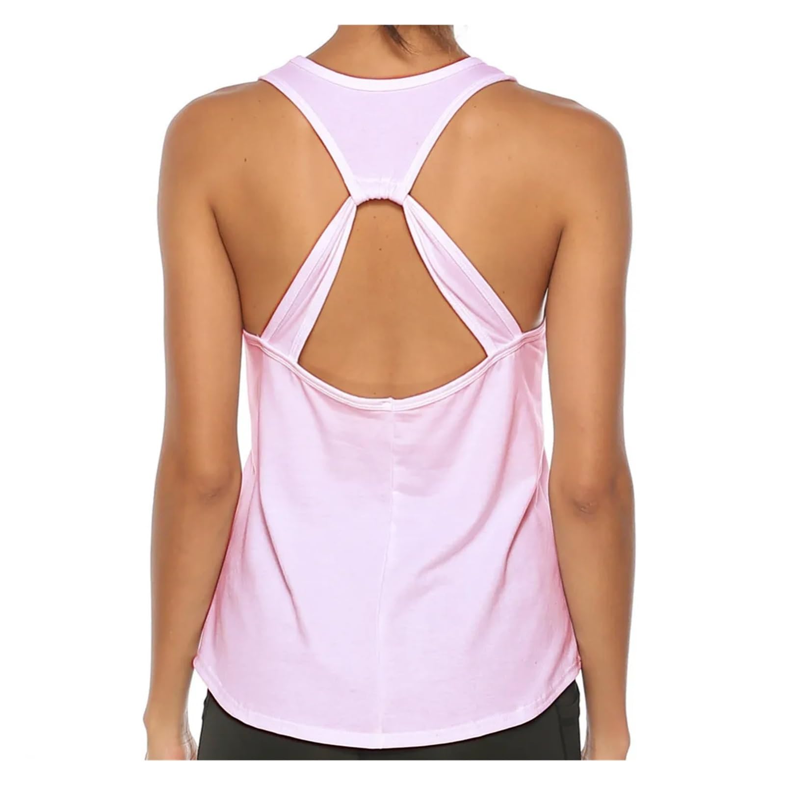 Maglietta da yoga Canottiere da yoga sexy senza schienale for donna T-shirt sportiva da fitness senza maniche Camicie da yoga for allenamento Gilet da corsa atletico ad asciugatura rapida Lady(Pink,M)