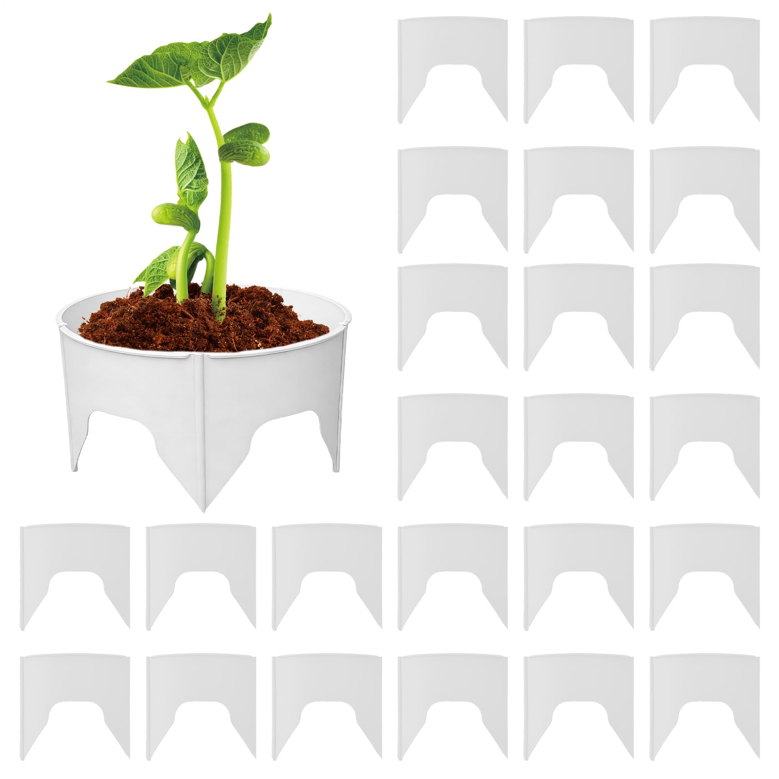 Planting Grow Rings - 24 Pack Watering Edging Collars, Round Root Protection Barriers | Vegetable Flower Growing Aid | Patio Balcony Courtyard Greenhouse Home Gardening