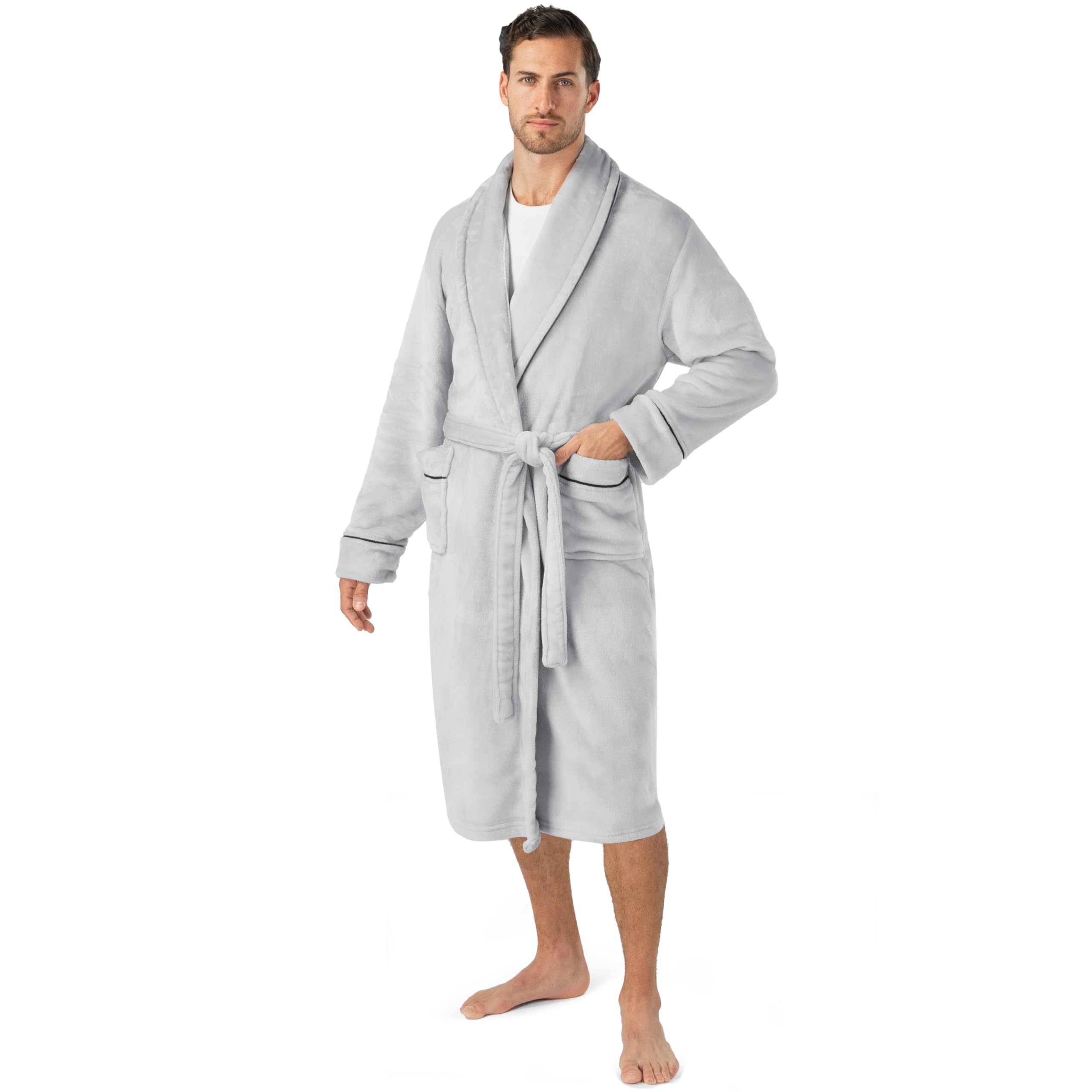 Men's Piping Fleece Robe