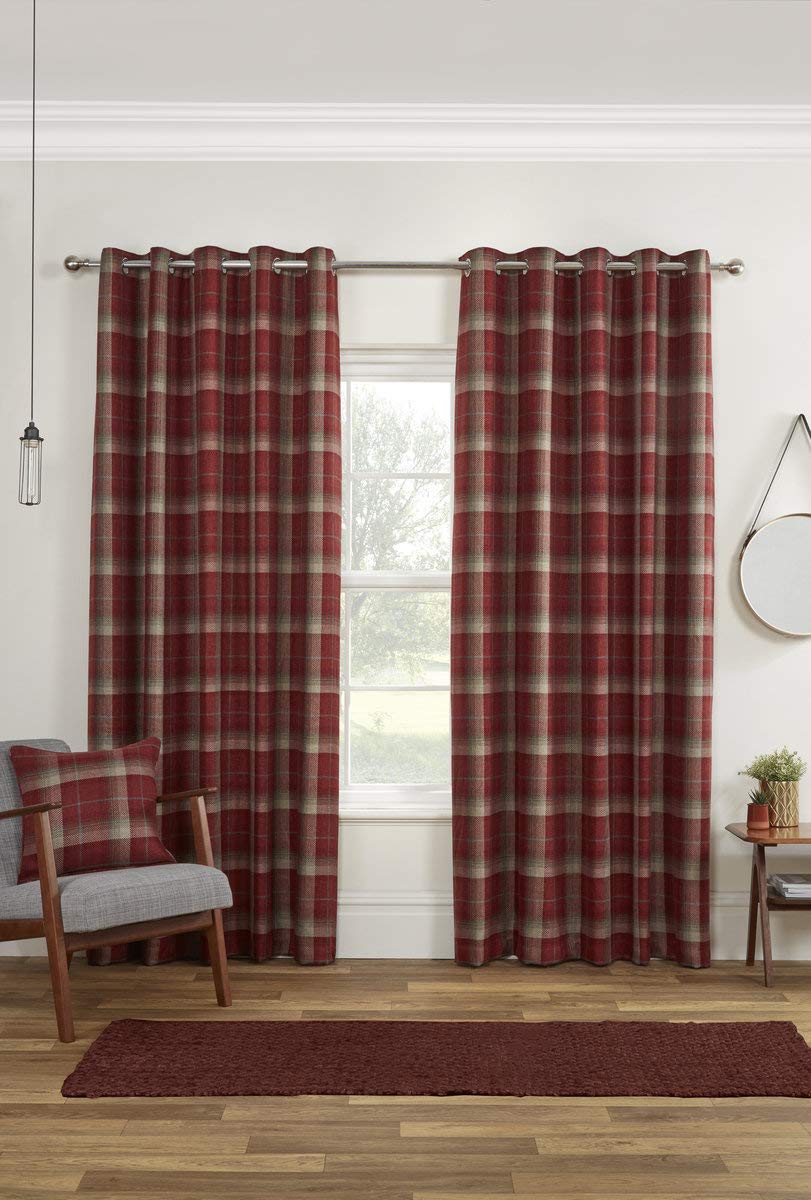 Sundour Carnoustie Eyelet Curtains Red 168/183Cm (66/72")