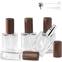 Perfume Atomizer, Refillable Spray Perfume Bottles 5pcs 0.5oz/15ml | Real Wood Lid, Classic Looking, Leak-Proof, Compact Size, Solid Bottle, Daily Touch-Up Spraying