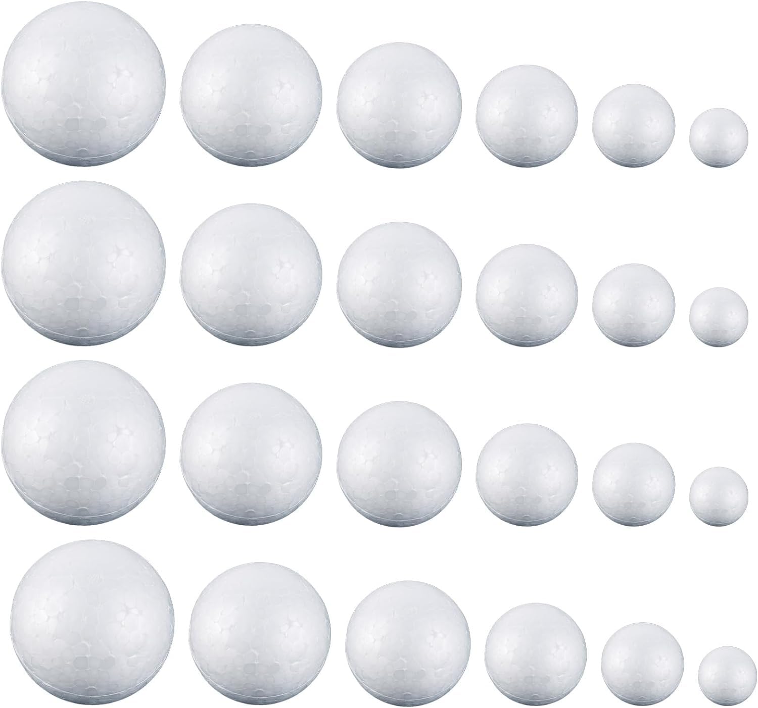 FWEEK Pack of 120 White Polystyrene Balls in 6 Sizes, Foam Craft Balls, Styrofoam Ball Balls, Solid Balls for DIY Crafts, School Projects, Household, Christmas, Easter, Party Decoration
