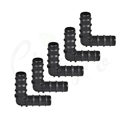 CINAGRO 16MM Drip Elbow Connector | Drip Irrigation Accessories for Watering Home Garden | Pipe Joint Connectors (50 Pieces, Black)