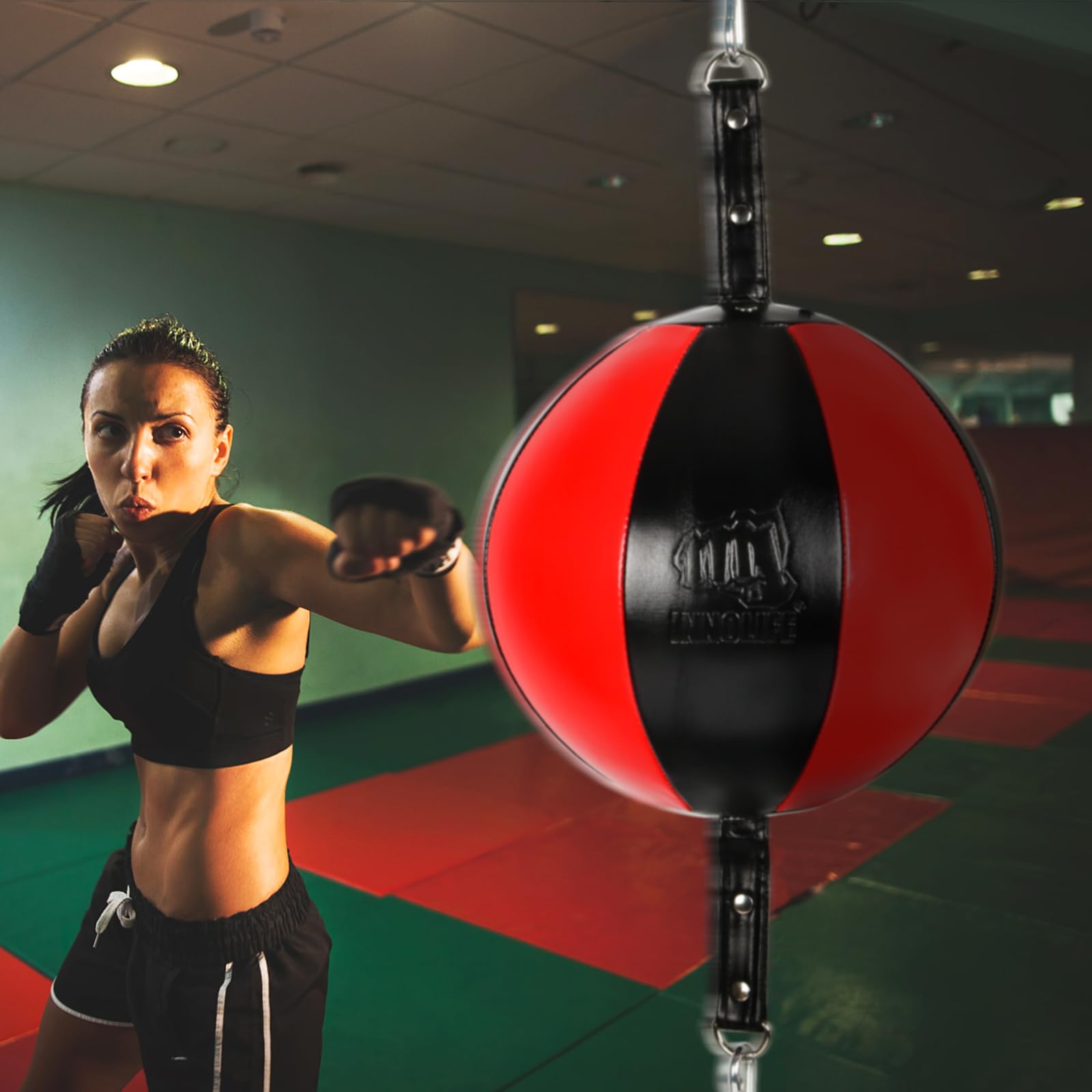 InnoLife Doppelend-Punchingball-Schlagsack-Set, Speed-Striking Reflex Kit mit Bungee-Seilen, perfekt für Reaktion, Beweglichkeit und Hand-Augen-Koordinationstraining