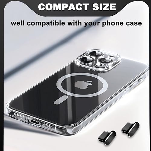 Miniatura 6 de VIWIEU Diseñado para iPhone 15 Pro Max Plus USB-C antipolvo, tapones de metal tipo C para puerto de carga (5 unidades, plateado)