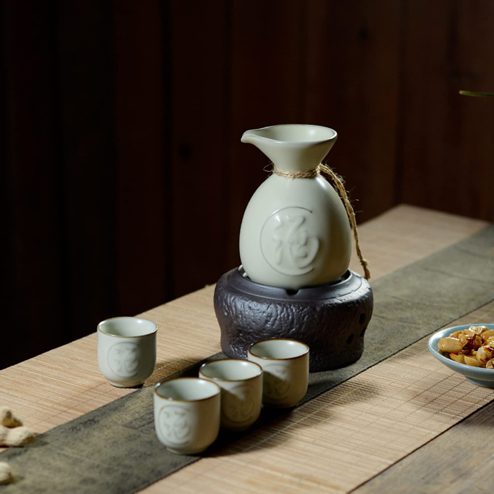 Tasse à saké Traditionnelle, Verres à vin en céramique, Ensemble de 6 Tasses à saké en céramique, Facile à Utiliser, Convient aux Amateurs de Culture, Artisanat Traditionnel (F)