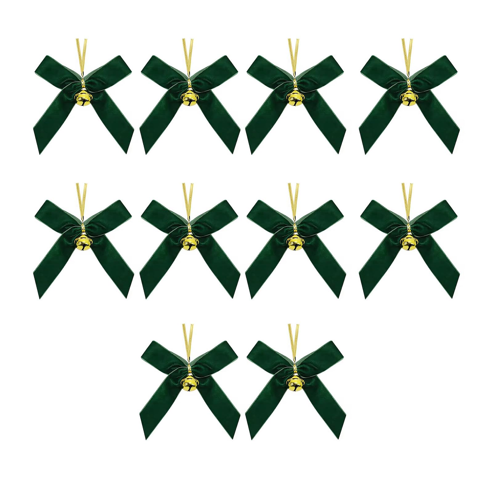 Tsophreniq 10Pcs Christmas Bells Bowknot Hanging Ornament Holiday Tree Decoration for Wreath Mantels Wedding Festival Decoration Holiday Ribbon Ornament