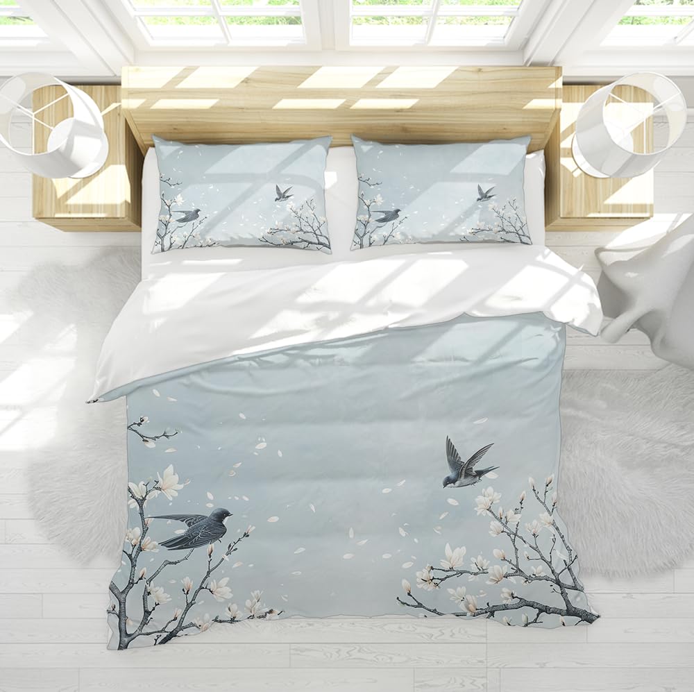 Ensemble de couette bleu aquarelle 3 pièces au tissage délicat