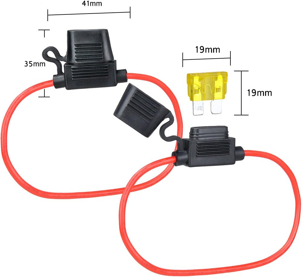 MUYI 2 Set Standard Blade Fuse Holder 14 Gauge Waterproof Pigtail Inline Fuse Holder with 20A ATC Fuses : Automotive