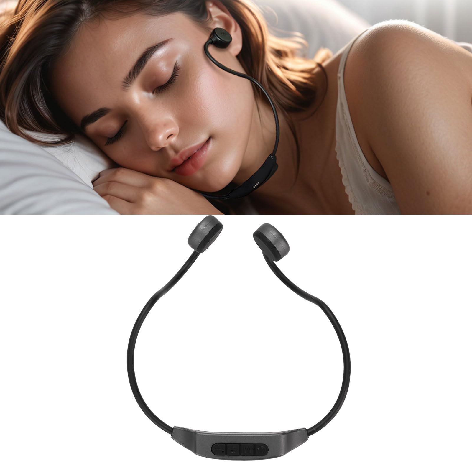 Écouteurs à Conduction Osseuse, étanche IPX8, Autonomie de 12 Heures, Léger, Design Ergonomique, écouteurs sans Fil à Oreille Ouverte, à Conduction Osseuse avec Mode Veille à Bruit Blanc