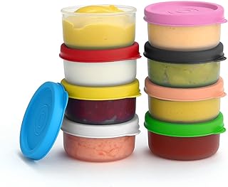 Condiment Cups Containers with Lids- 8 pk. 1.3 oz.Salad Dressing Container to go Small Food Storage Containers with Lids- Sauce Cups Leak proof Reusable Plastic BPA free for Lunch Box Picnic Travel