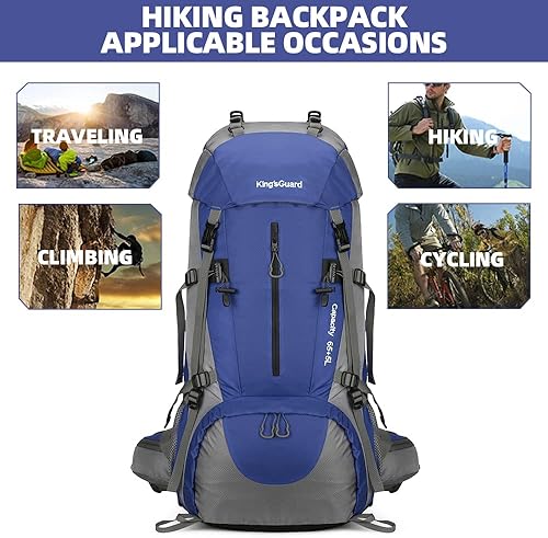 Miniatura 10 de 70L camping senderismo mochila con cubierta de lluvia impermeable mochila para senderismo treeking escalada al aire libre, Naranja, Mochila de