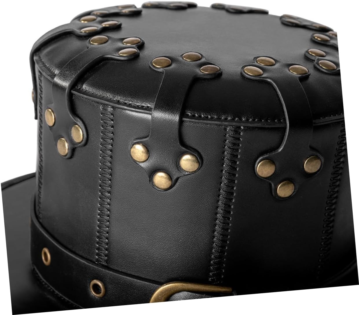 Punk Style Leather Rivet Hat for Halloween Jazz Cap for Costume Parties Gentleman Headdress Props for Festivals and Daily Wear