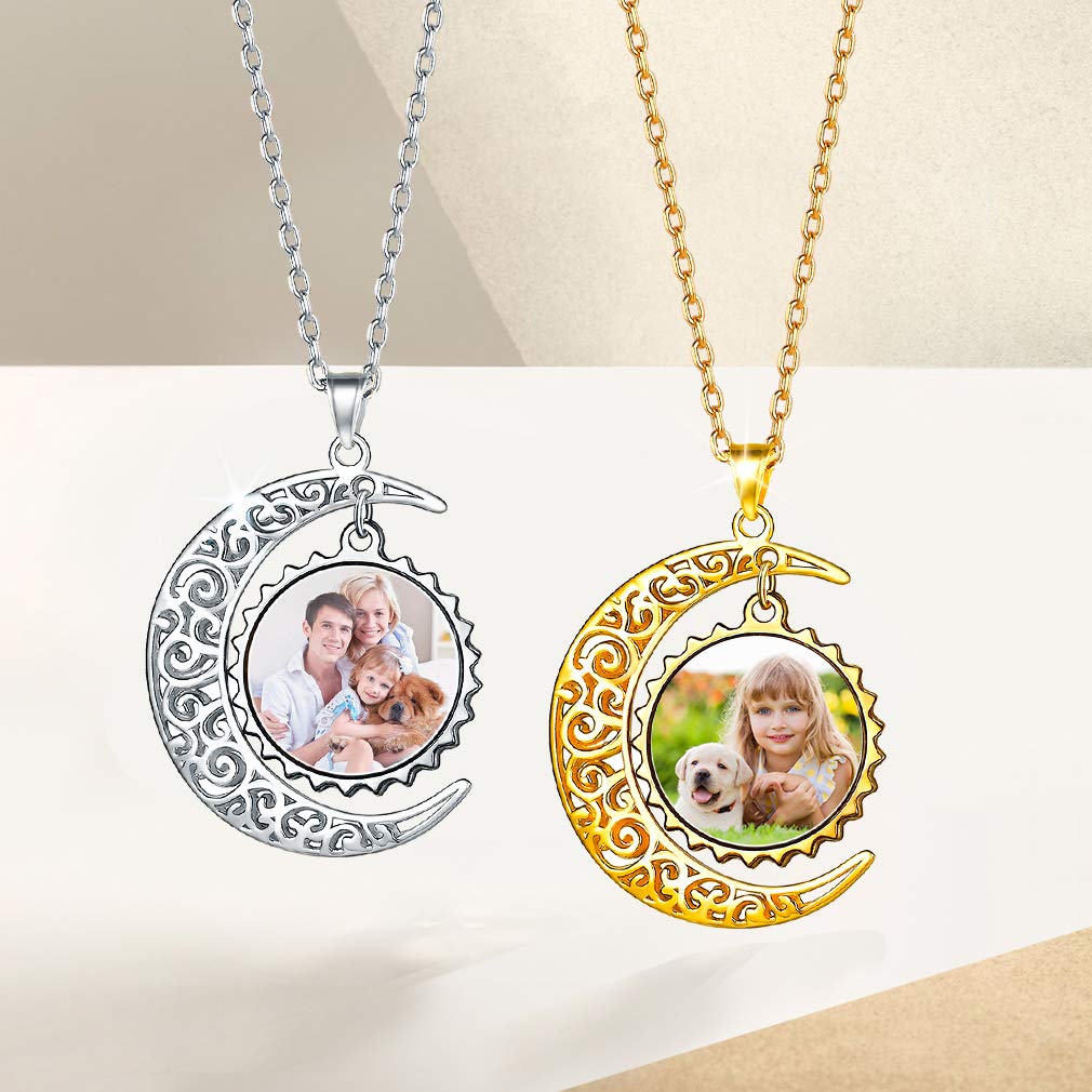Custom4U Collana personalizzata con foto, ciondolo personalizzato in argento sterling AAAAA+ con zirconi cubici con qualsiasi testo desideri, 16''/18''22'' (con confezione regalo)