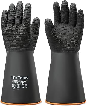 ThxToms Heavy Duty Rubber Gloves, 14" Upgraded with Non-Slip Design
