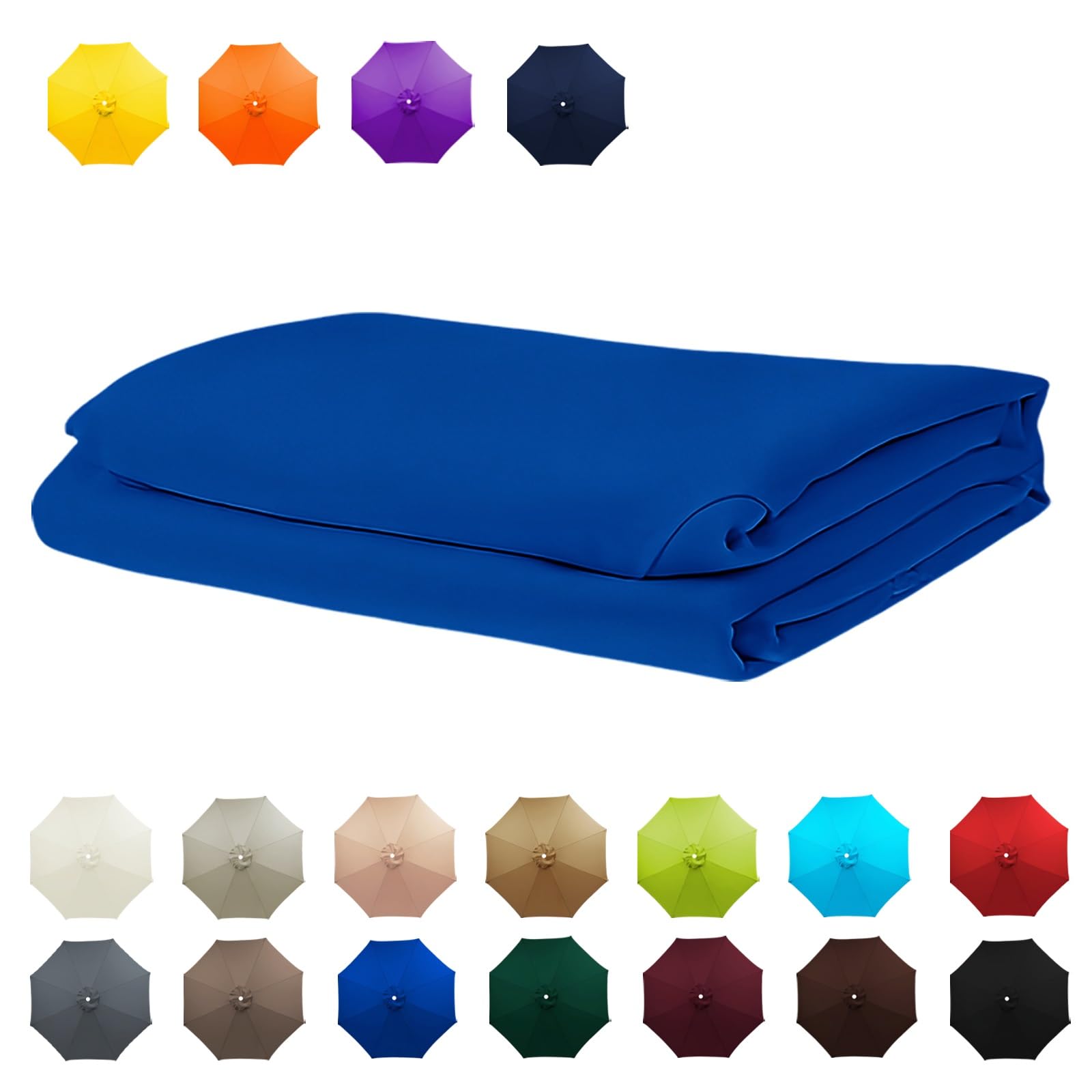 Replacement Umbrella Canopy, 6 Arms/8 Arms replacement parasol cover, Replacement Strong & Thick Umbrella Canopy, Market Umbrella Top, Outdoor Table Umbrella Cover Standby(Blue,6.5FT/2.0M-8Ribs)