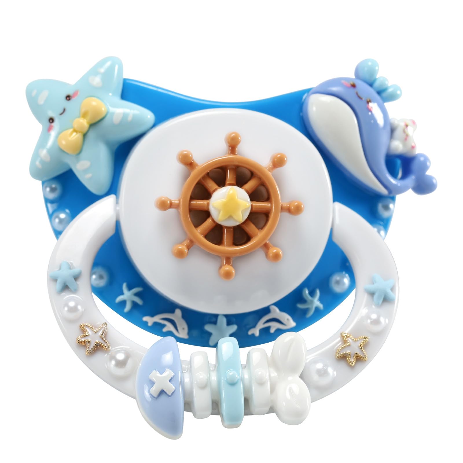 CutiePlusU Large Size Dummy Pacifier Big Shield Soother White Blue