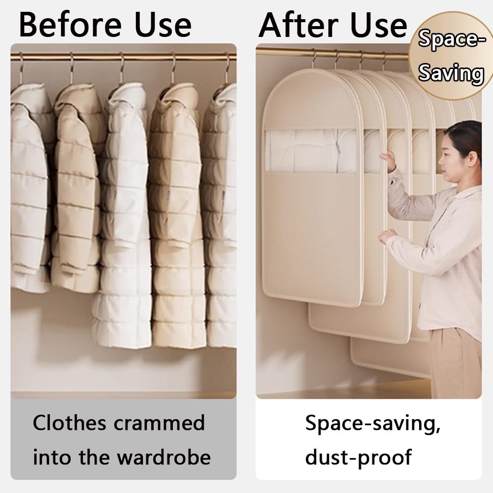 Fundas para Colgar Ropa con Ventana Transparente, Fundas Lavables para Ropa, Organización Del Armario Que Ahorra Espacio(Gray,130x58x18cm)