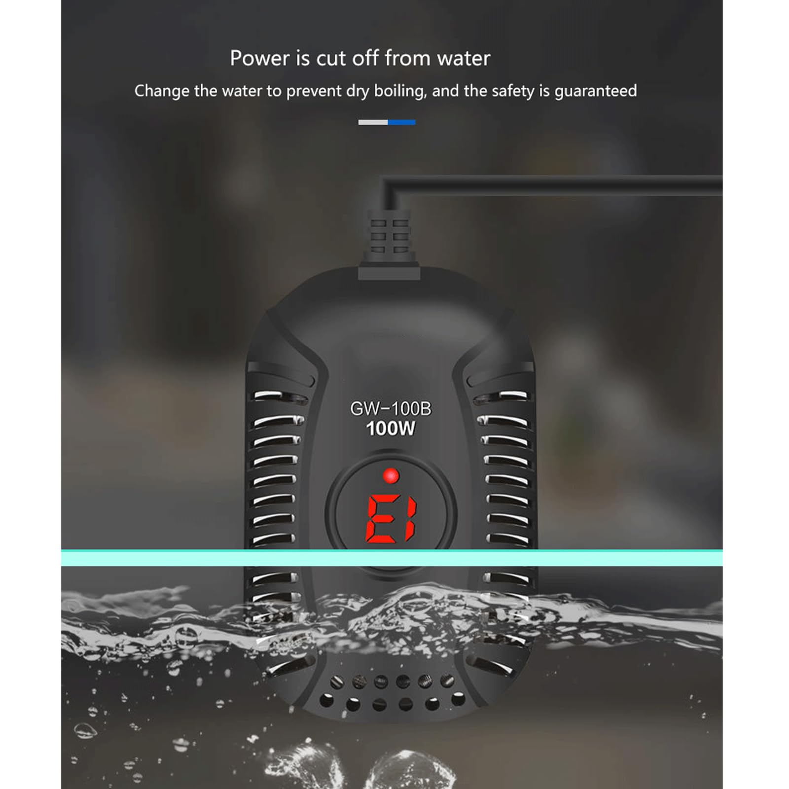 Piccolo riscaldatore a Risparmio energetico a Prova di Esplosione a Temperatura costante Automatica per Acquario, 200 W (100 W)