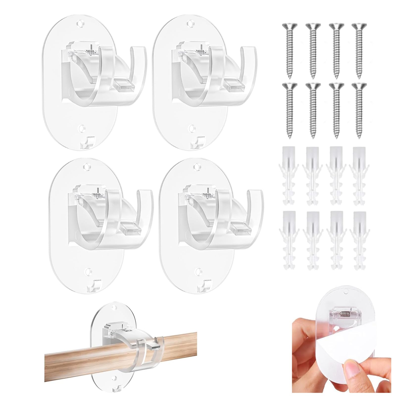 Curtain Hooks 4 Reusable X Rod Brackets Without Drilling High Strength &