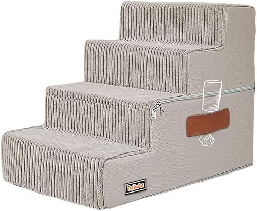 Dog Stairs for Bed & Couch, Foldable Foam Pet Steps for Dogs Cats