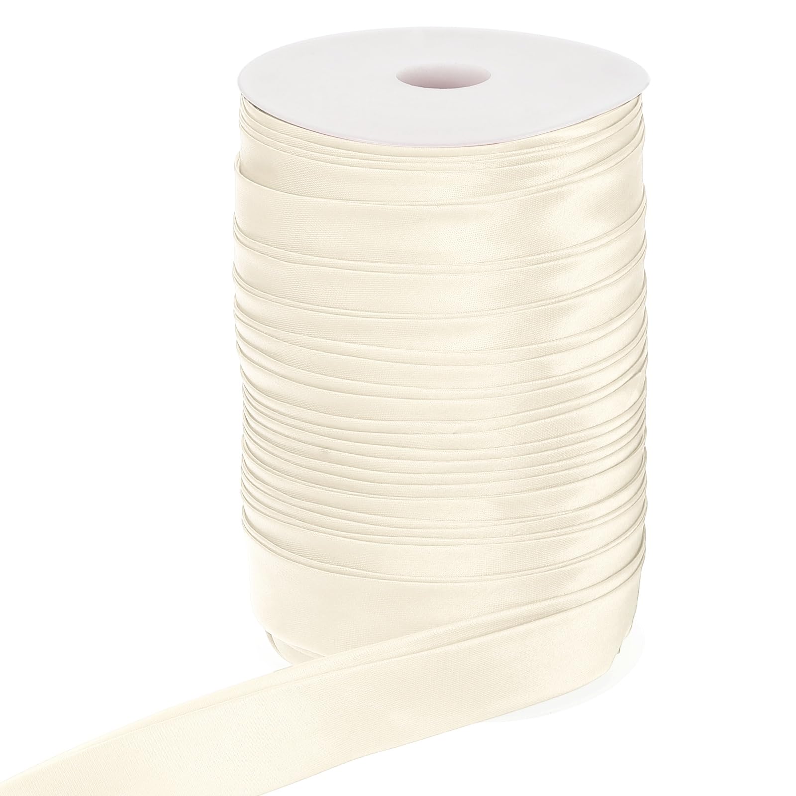 PATIKIL Double Fold Bias Tape, 1 Inch x 55 Yard Continuous Bias Binding Tape Satin Fabric for Sewing Quilting Seaming Hemming Piping Apparel Crafts, Beige