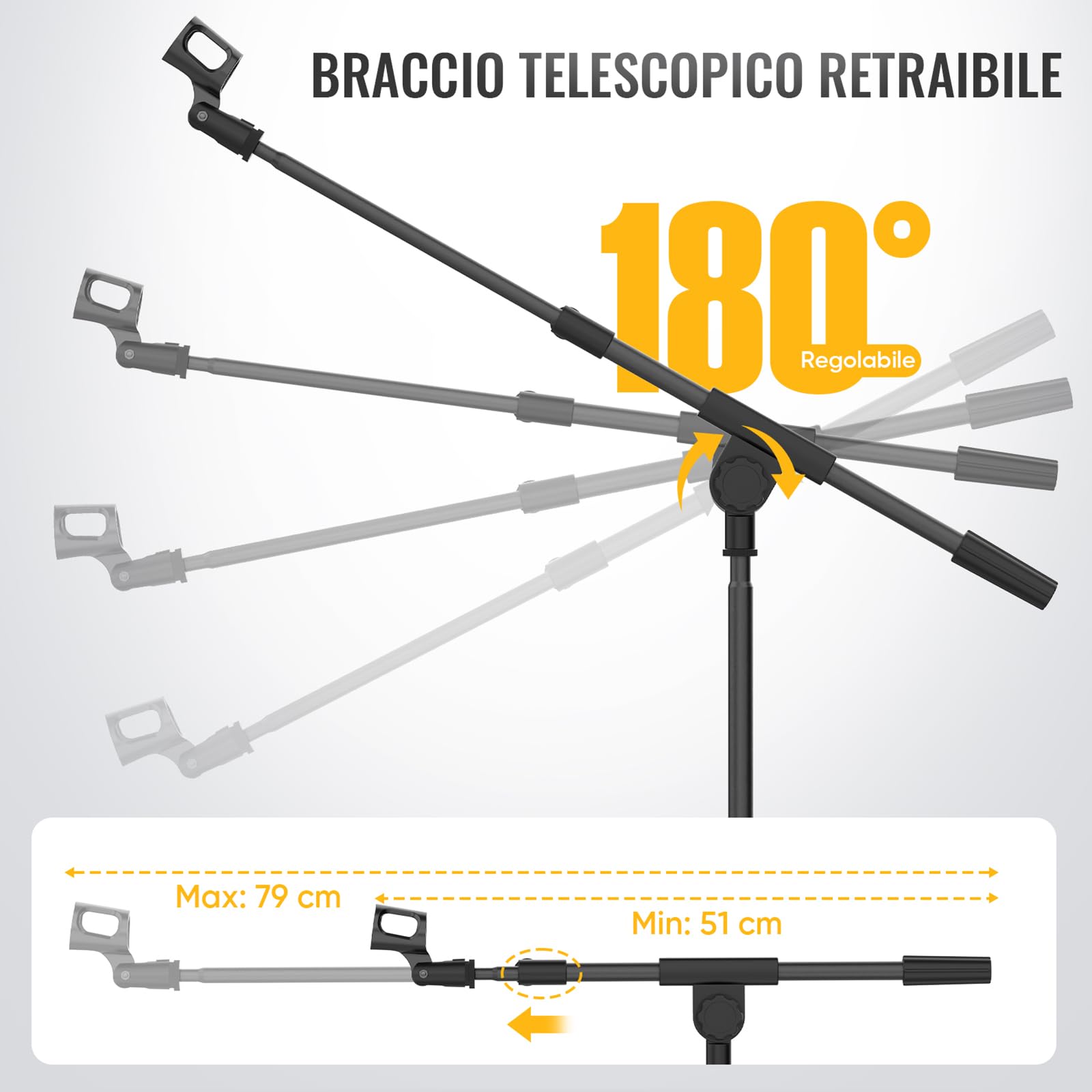 GLEAM Supporto per microfono - Supporto per microfono con braccio per treppiede con borsa per il trasporto (treppiede)