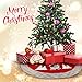 WEWILL 36 Double Layers Thick Christmas Tree Skirt Red Felt with Classic White Trim Border Embroidered Santa Claus Snowflake Xmas Tree Skirt Holiday Decorations