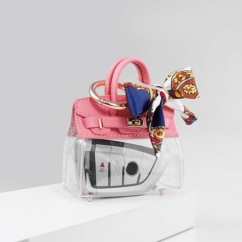 ROUWANG Mini funda para llavero, carcasa de protección universal transparente de TPU, color rosa