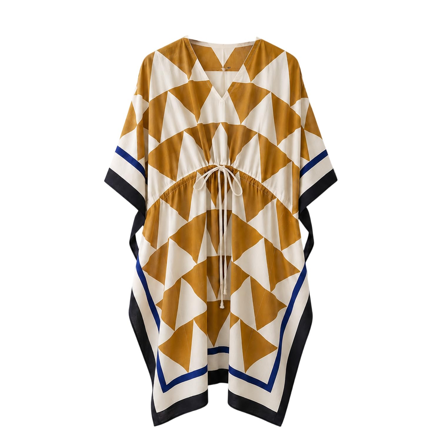 Women's Cotton Handicraft Artisan Hand Block Printed Natural Colour Maxi Kaftan Dress Top-image-37