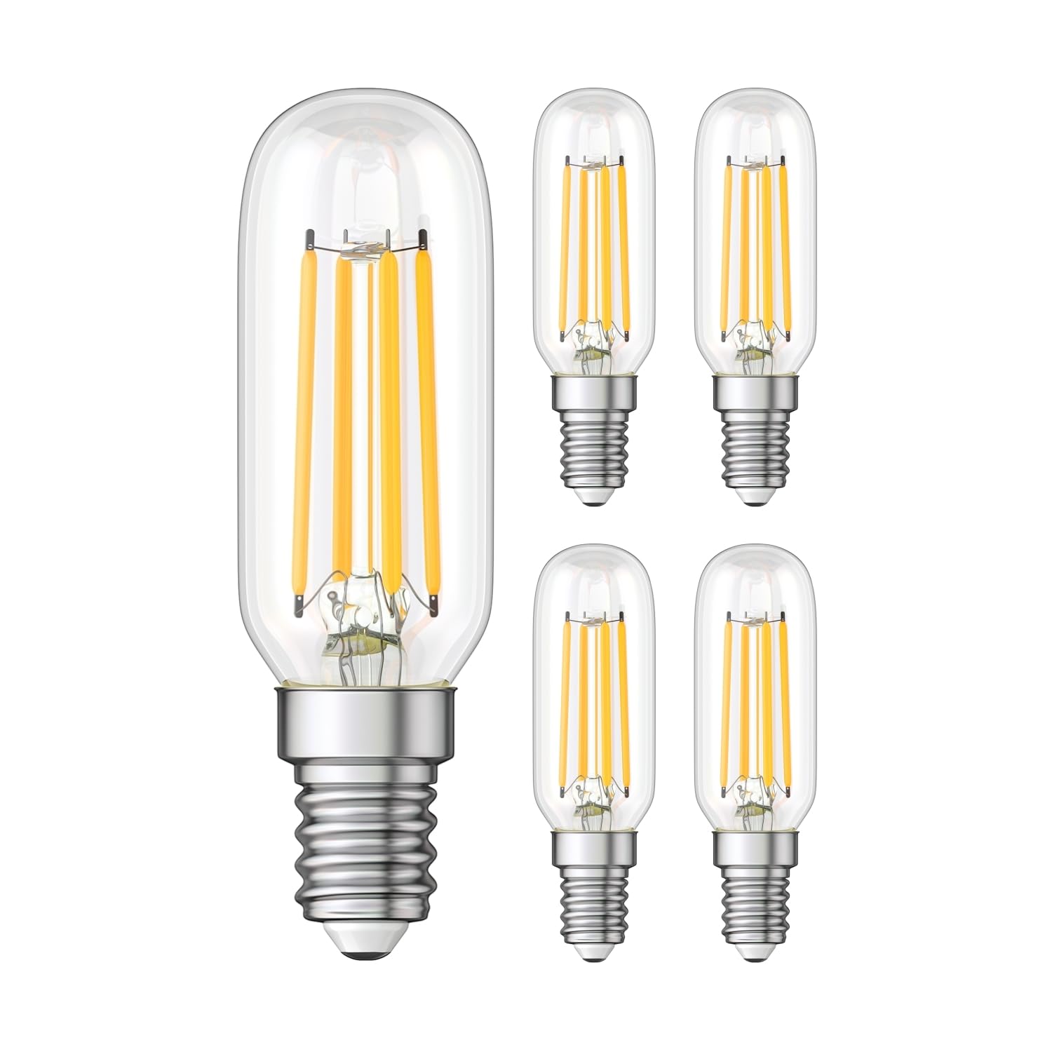 ledscom.de 5 Stück E14 LED Leuchtmittel, T25, warmweiß (2900 K), 4,2 W, 507lm