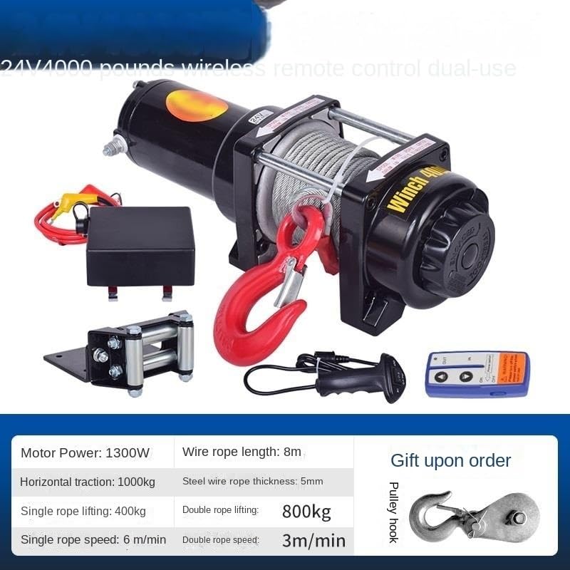 Image of Portable Small Electric Hoist, Electric Vehicle-Mounted Crane Winch, Off-Road Vehicle Self-Rescue Winch (4000 Lbs Dual Switch)